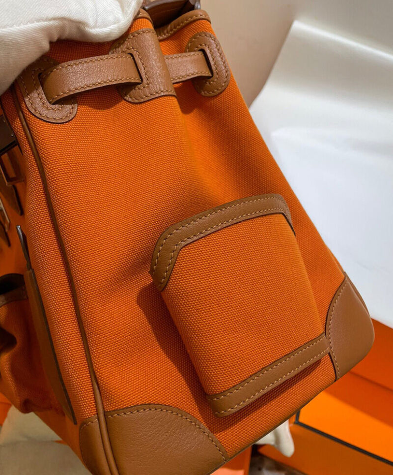 Hermes Birkin 35 Canvas & Swift Leather Cargo Orange